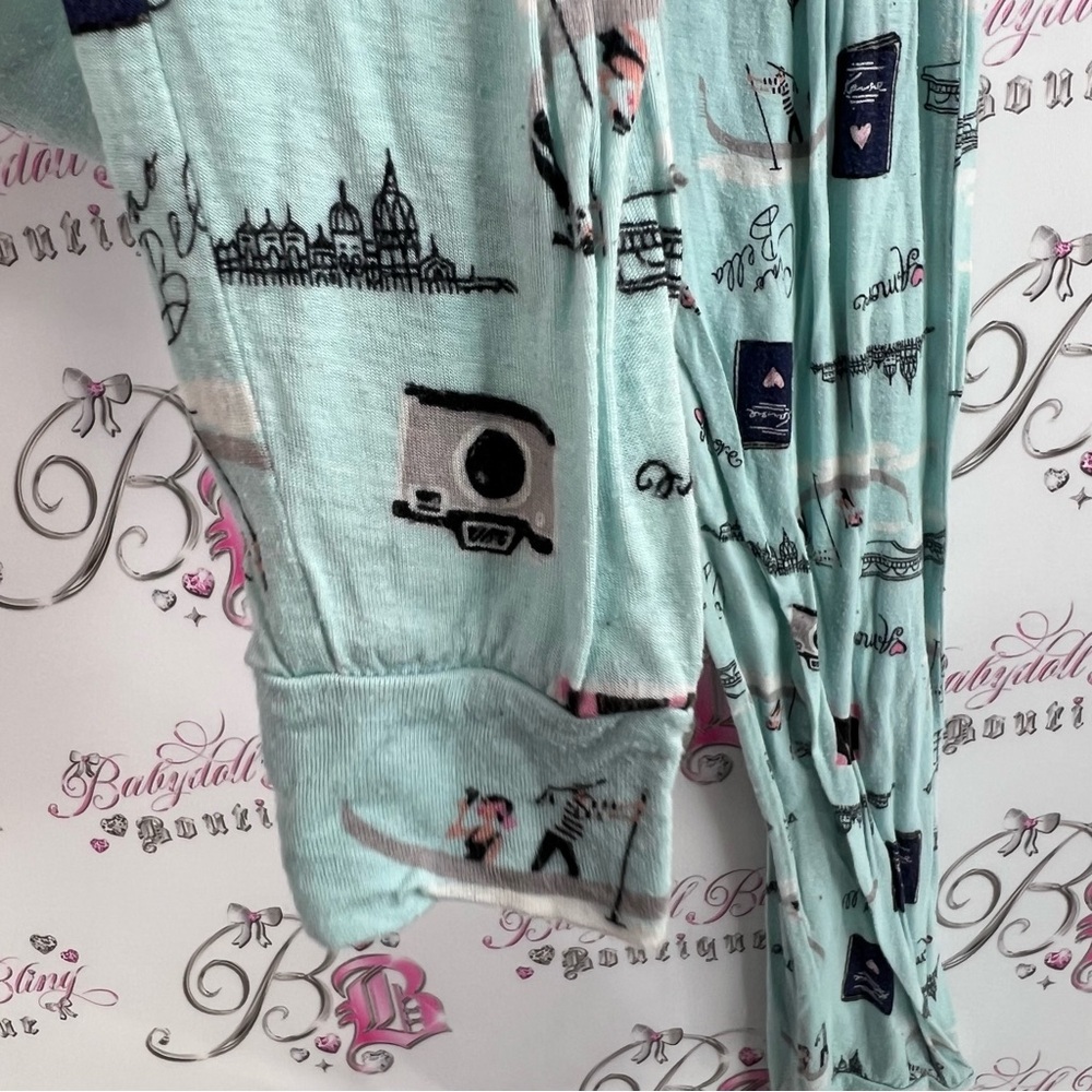 Layla pants joggers Italy cameras boat Pajamas luggage passport Print Blue - Picture 3 of 10